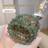 Браслет из натурального зеленого рутилового кварца: Аксессуар для DIY-украшений с круглыми бусинами и дизайном из кроличьей шерсти