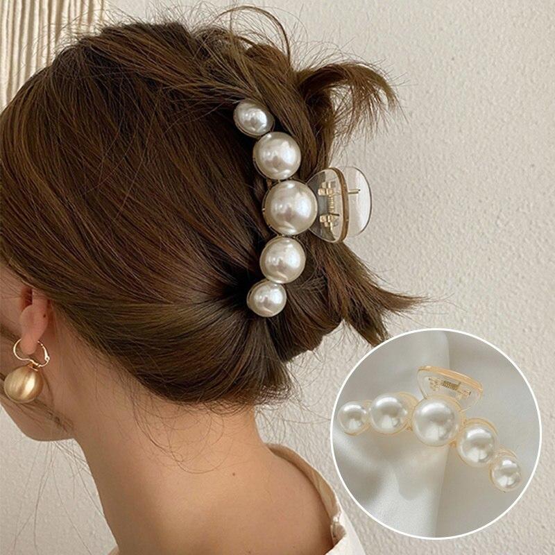 Корейская заколка для волос с зеленым жемчугом, заколки, модные большие вьющиеся заколки для волос, новинка 2023, модные женские аксессуары для волос, головные уборы