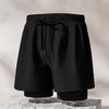 Men Swimming Trucks Elastic Waist Drawstring Printing Swimming Shorts with Supportive Compression Liner Pockets