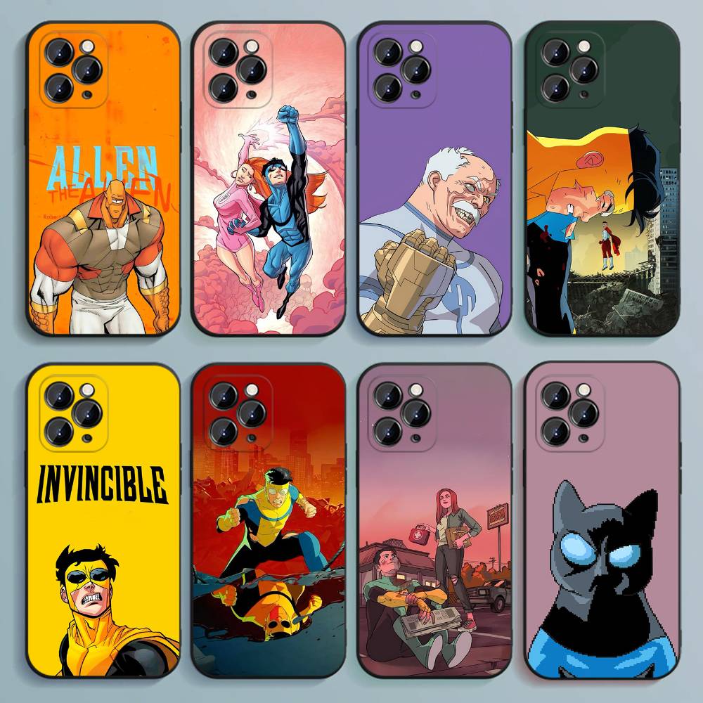I-Invincible Wallpaper Cool Phone Case For iPhone 17,16,15,14,13,12,11,Pro,Max,Plus,E,SE4,Air,Mini Black Soft Cover