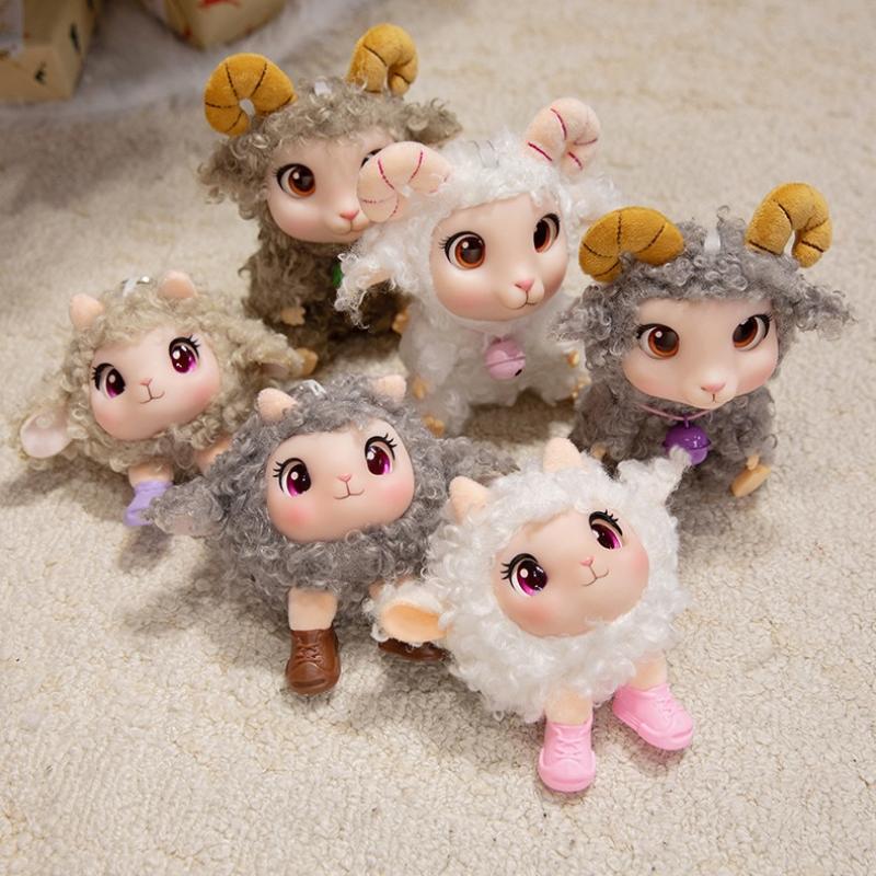 Cute Fluffy Lamb Plush Toy Soft Sheep Stuffed Animal Doll with Bell Small Size for Kids Carry On Travel Play Gift