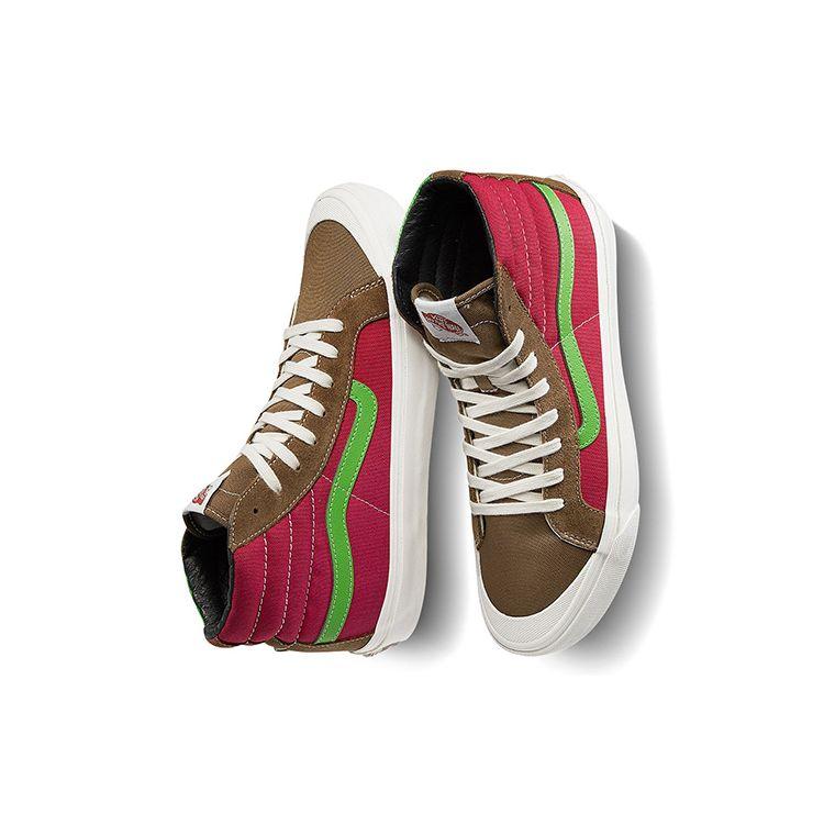 Vans Стиль 138 Ua Og Lx Высокие кеды для скейтборда Унисекс Кроссовки Красно-зелено-черные VN0A45KDTPF