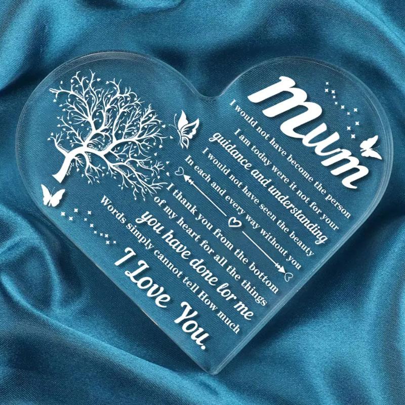Mum Heart-Shaped Block Acrylic Plaque Birthday Mothers Day Present For Mum Mummy