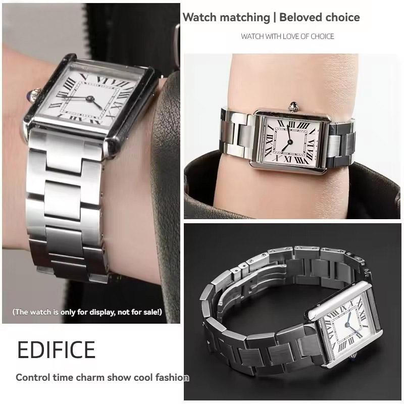 16 мм 20 мм 22 мм 23 мм Браслет для часов из нержавеющей стали для Cartier Tank Solo Claire Мужские и женские ремешки для часов из тонкой стали