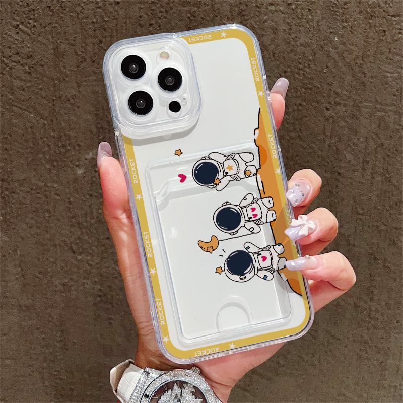 Чехол-кармашек для карт из силикона для Samsung S23 S24 S25 Plus iPhone 17 Air 16 14 Pro Max Oppo Reno 10 11 12 Pro Прозрачный бампер для телефона