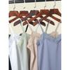 Silky Satin Lace Patchwork Camisole Summer Sexy Inner Wear Pure Color Mint Green V Neck Vest