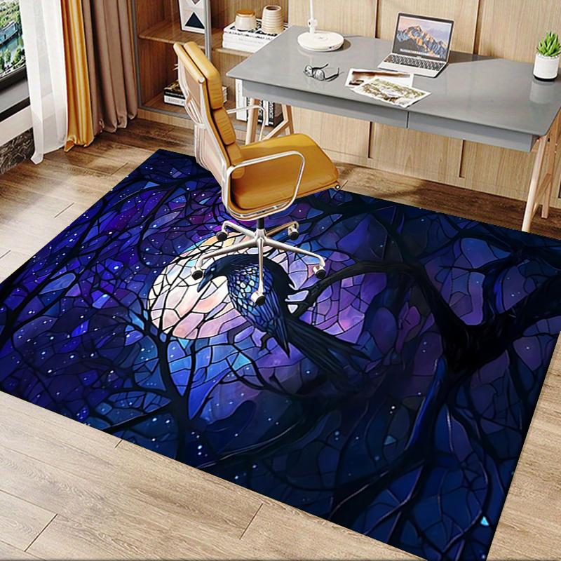 Night raven theme Office Carpet Chair Mat: Office Rug for Desk, Large Floor Mat for Home Decor, Sofa Carpet Gift, Suitable for Bedroom, Livi