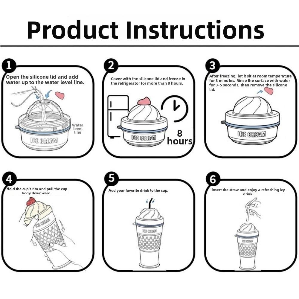 2 in 1 Foldable Ice Ball Cup Ice Cream Design Leak-Proof Ice Cube Water Bottle Easy To Demold Multi-functional