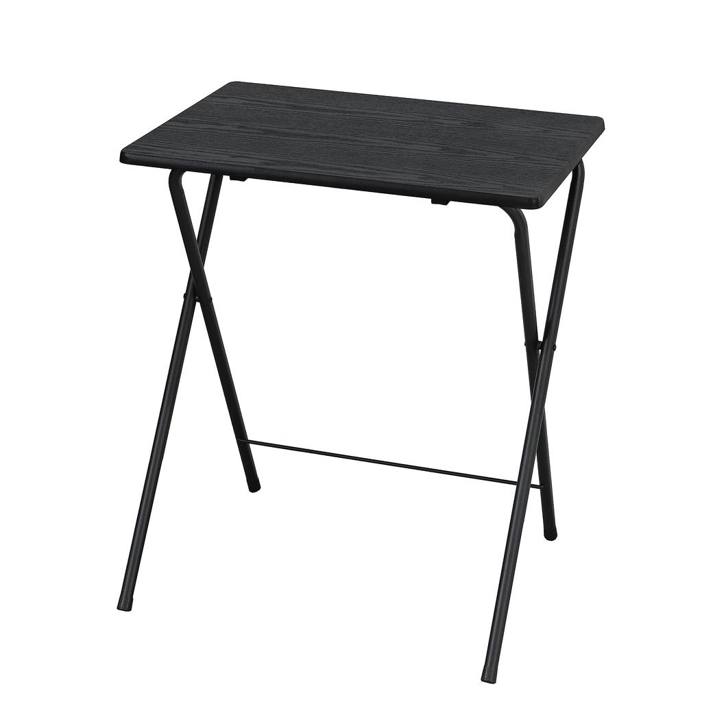 BLKP PEARL METAL Folding 60cm Wide X 50cm Deep X 70cm with a 60cm X 42cm and Side Wood Grain Model Desk, High, Top, Table, Black, Finish, N-7081