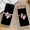 Beauty Pink Butterfly Luxury Case For Samsung Galaxy Z Flip 3 4 5g Funda Z Flip3 Clear Pc Hard Shockproof Back Phone Coque Shell