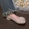 Модная Роскошная Женская Обувь на Каблуке с Бусинами Элегантные Летние Сандалии на Толстом Каблуке с Квадратным Носком Дизайнерские 2025 Новая Мода Женские Туфли Zapatillas Mujer