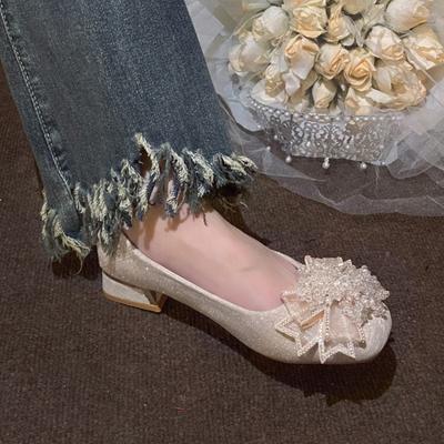 Роскошные женские туфли на каблуке с бисером, элегантные летние сандалии на толстом каблуке с квадратным носком, дизайнерские новинки 2025 года, женские туфли-лодочки, zapatillas mujer