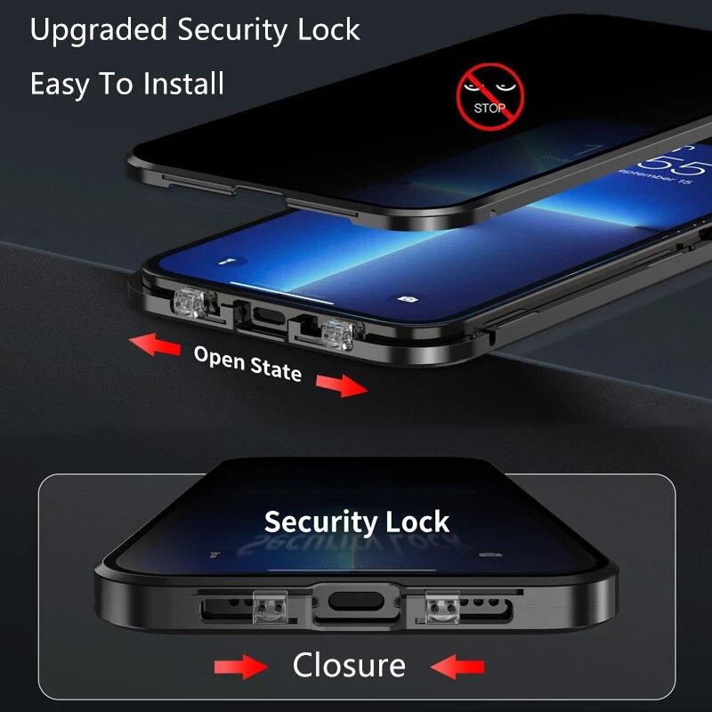 Чехол MagSafe с защитой от подглядывания и беспроводной зарядкой для iPhone 15 14 13 12 Pro Max, двухстороннее стекло, защитная крышка для объектива камеры