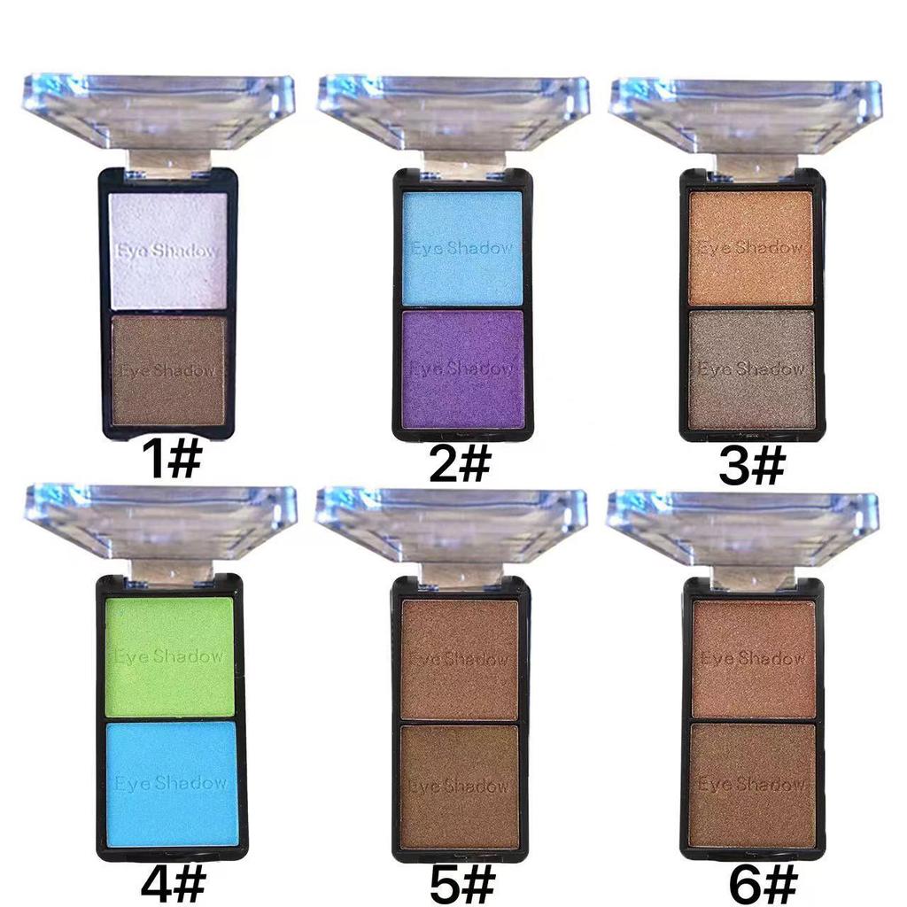 Ashareya Two-Tone Shimmer Eyeshadow Palette: Earth Tone, Blue-Green, Purple, White
