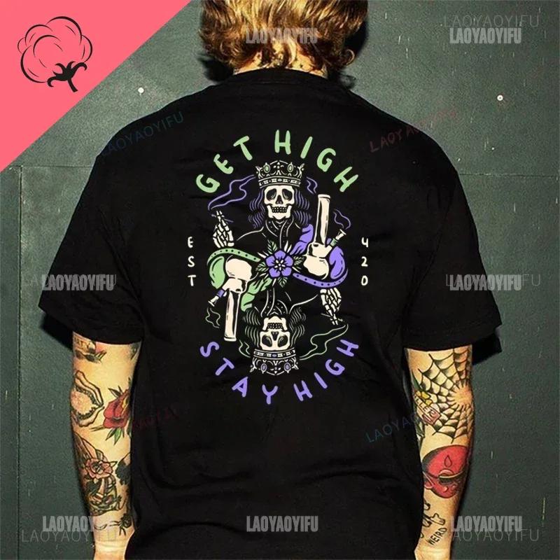 Готические футболки Harajuku Biker Skull Graphic T Shirts Men Fashion Trend Short Sleeve Tops Dark Punk Skulls Retro T Shirt Male Oversize Tee