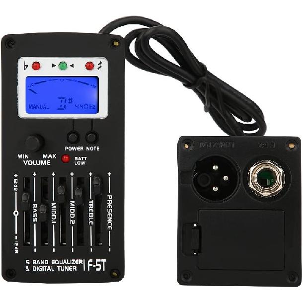Guitar Pick Up F-5T 5Band Equalizer, Preamp Amplifier Tuner Digital Tuner Pickup for Electric Acoustic Classic Guitar for Electric Acoustic and