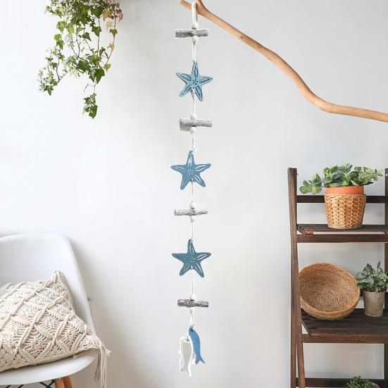 Starfish Wall Pendant with Cotton Rope Simple Installation Beach Theme Rustic Nautical Sea Star Fish Hanging Ornament