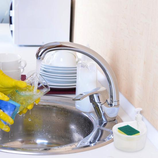 Удобный дозатор мыла на 1000 мл с держателем для губки, предотвращает попадание отходов, большой объем дозатора мыла, товары для дома