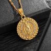 Exquisite Zircon Catholic Virgin Mary of Guadalupe Medal Necklace Women's Fashion Good Luck Amulet Jewelry