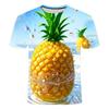 Summer new 3D printed fruit pineapple pattern top creative, quirky, comfortable, and fashionable crewneck T-shirt
