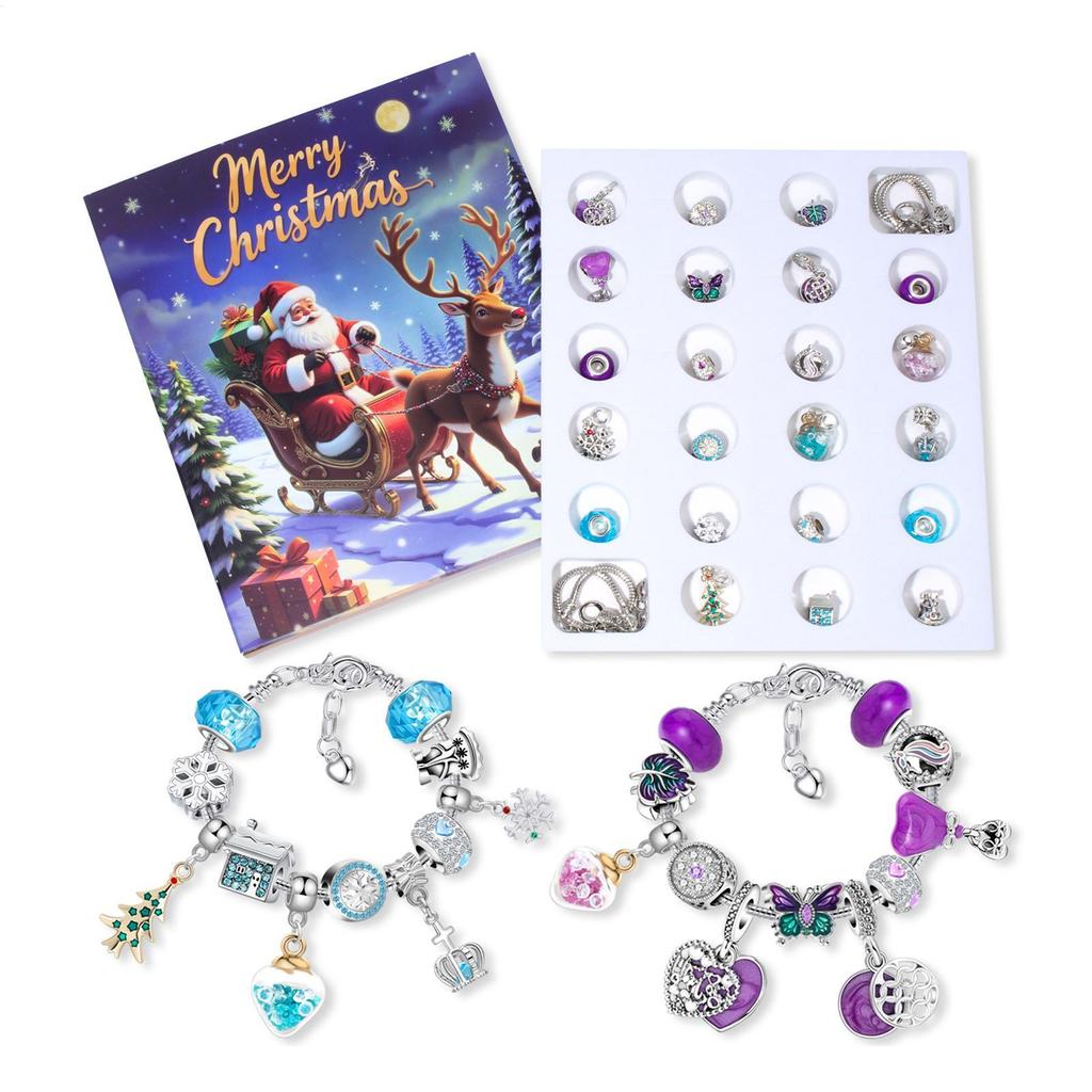 24 дня Рождественский обратный отсчет Адвент-календари Подарочная коробка 2025 Рождественский набор для изготовления ювелирных изделий Ювелирные шармы Набор для рукоделия