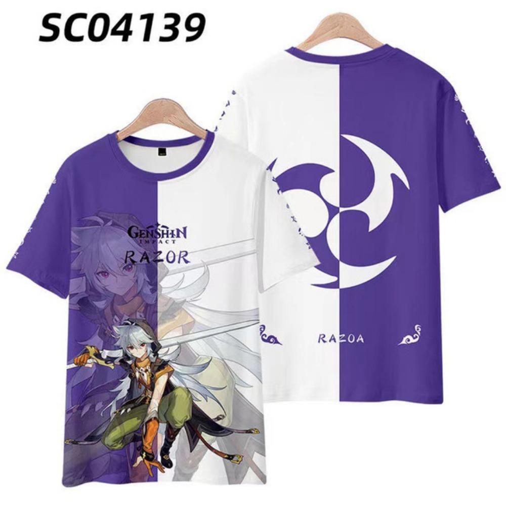 Футболка Game Genshin Impact с принтом KukiShinobu, 3D-косплей, унисекс, уличная одежда Harajuku, детский топ y2k, мужские и женские футболки с круглым вырезом