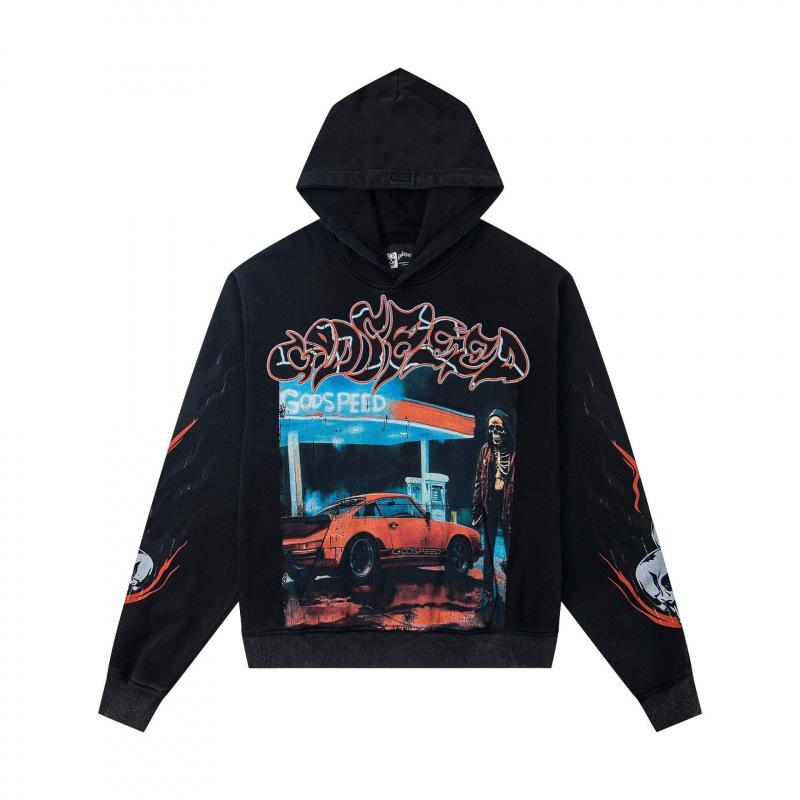 Odspeedss осень и зима новый прямой принт стирка вода ретро чистый хлопок хип-хоп красота тренд худи свитер