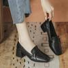 2024 Hot Selling New Women's High Heels Autumn Thick Heel Glossy Designer Shoes Fashionable Women's Shoes Square Toe Loafers