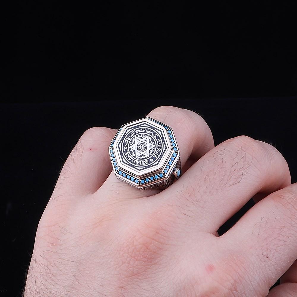 Сулейман Великолепный: Серебряное кольцо с печатью османского короля - королевская дань ювелирным изделиям - мужское кольцо турецкой ручной работы
