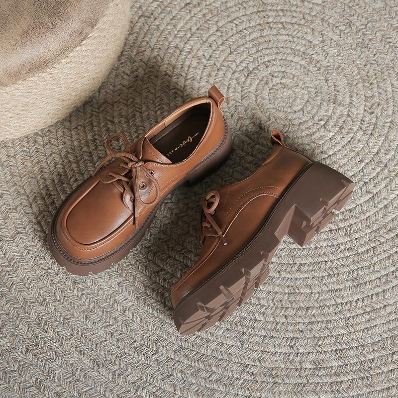 Women's Chunky Platform Loafers Shoes Casual Comfort Lace-Up Lug Sole Round Toe Pumps Non-Slip Walking Shoes Party Office Work Dressy Shoes for Women