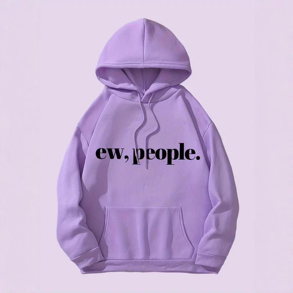Женские повседневные худи с капюшоном и длинными рукавами, с большим карманом, с принтом букв EW.PEOPLE