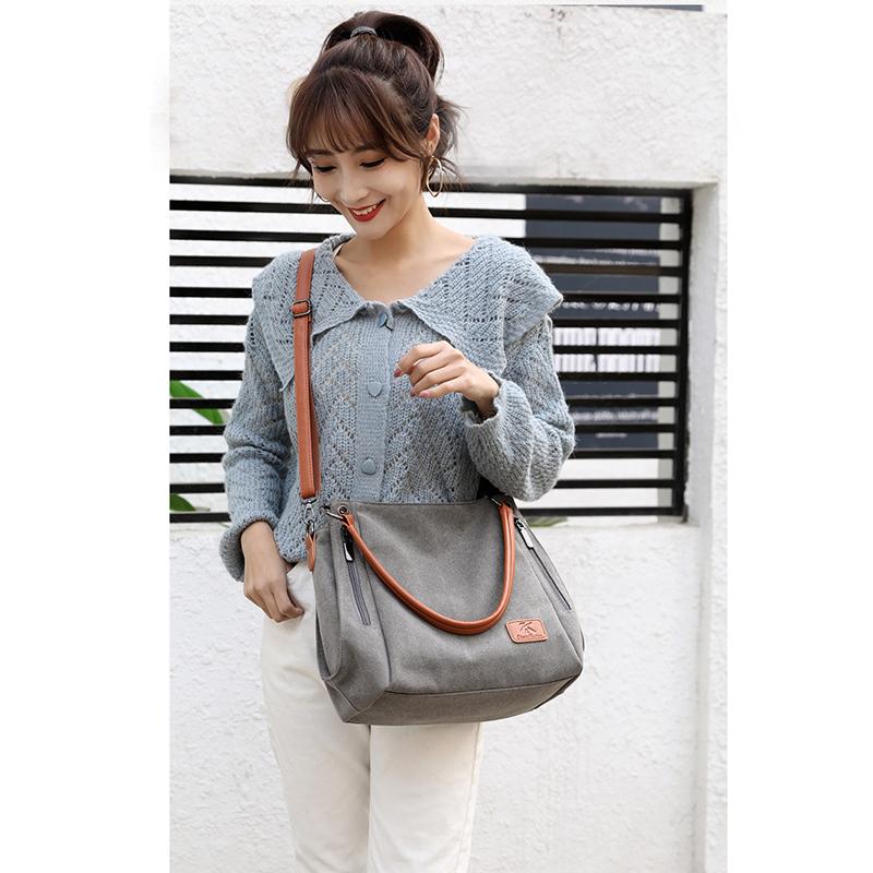 Женская парусиновая сумка на плечо, модные женские сумки, однотонная сумка через плечо, простая повседневная сумка-тоут, портативная дорожная сумка