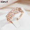 Роскошные кольца Kinel с кристаллами и цветком для женщин, винтажные ювелирные изделия цвета розового золота