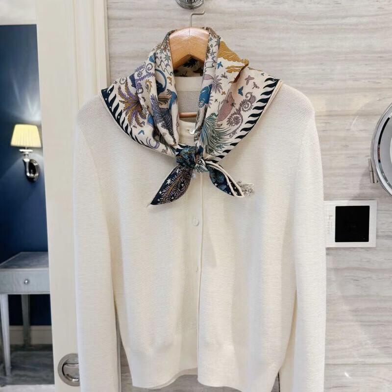 NINA SOLOR Double-Sided Silk Wool Blend Scarf