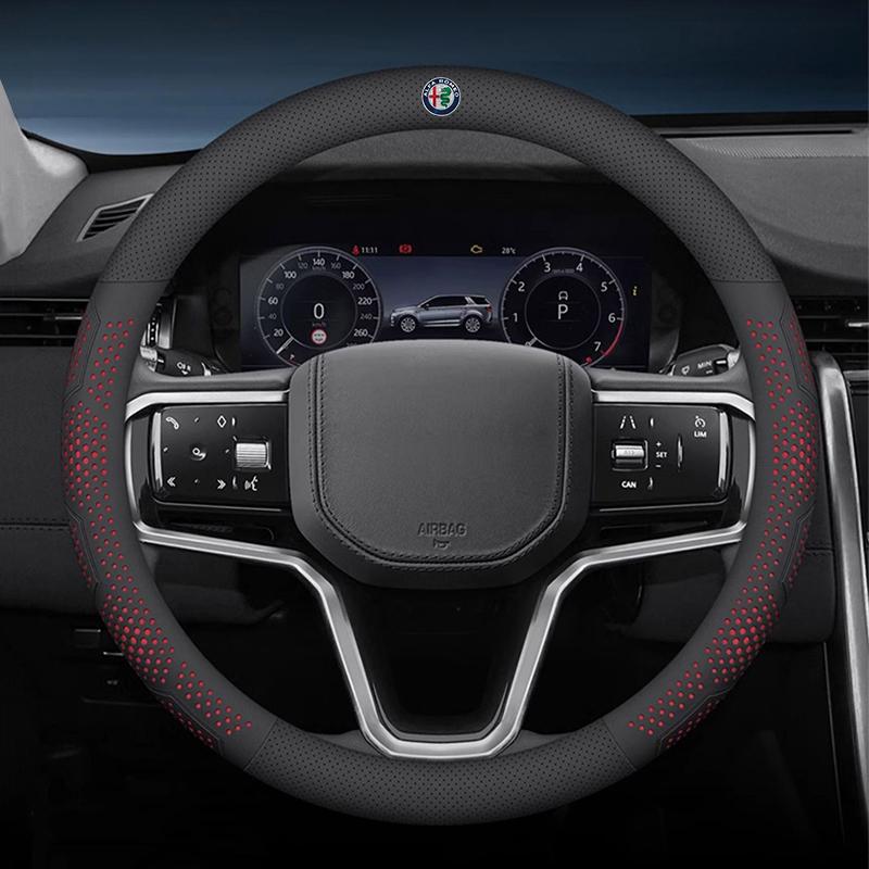 Car Styling Leather Steering Wheel Cover Auto Accessorie For Alfa Romeo 4C 159 166 Spider Giulia Giulietta 156 Mito 147 8C GT