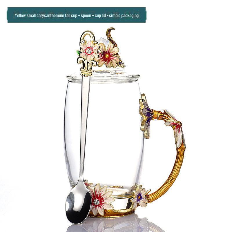 Чайная чашка из термостойкого хрустального стекла с эмалью Daisy — идеальный подарок на день рождения или праздник