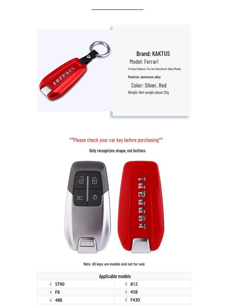 Корпус ключа Ferrari 488/458/ST90 с защитной крышкой и пряжкой