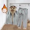 Sports Casual Suit Women's Autumn and Winter Style Plus Velvet Thickening Simple Solid Color Thin Long-sleeved Hooded Short Jacket Sweatpants