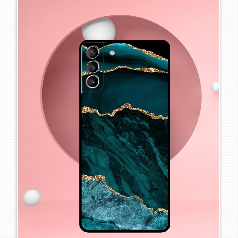 Бирюзово-синий золотой агатовый мраморный чехол для Samsung Galaxy S23 S24 Ultra S8 S9 S10 S22 Plus Note 10 20 Ultra S20 S21 FE