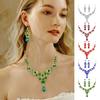 1 Set Bride Jewelry Faux Necklace Crystal Symmetric Luxury Set Dangle Earrings Prom Party