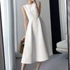 ZANZEA Women Summer Elegant Round Neck Sleeveless Solid Color Waist Dress