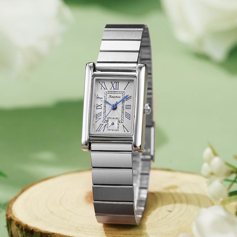 Квадратные женские кварцевые часы из нержавеющей стали - Модный дизайн высокого класса