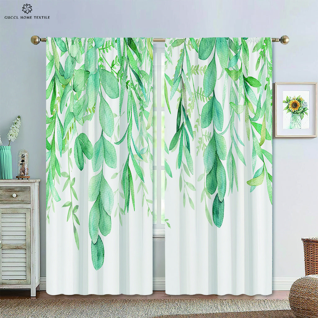 Карман для карниза с цветочным рисунком в виде листьев для спальни, гостиной, кухни, домашнего декора, современного простого оформления окна, 2 шт.