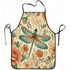 1pc Dragonfly & Vintage Floral Apron - Adjustable Waistband, Durable Easy-Clean Polyester Suitable for Kitchen Cooking, Gardenin