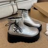 Мода Женские Балетки Платформа Ботильоны на Шнуровке Повседневная Обувь Спортивные Кроссовки 2025 Зима Челси Короткие Ботинки Кожаная Обувь Mujer Botas