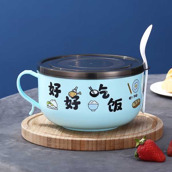 Пузырьковая миска из нержавеющей стали, пластиковая корейская большая пузырьковая чашка для лица, двойная напольная крышка, миска для свежести, 1200 мл, для отправки цветной коробки ложки