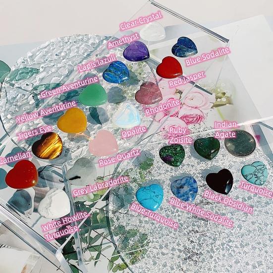 20 шт., набор драгоценных камней в форме сердца, романтические натуральные настольные любовные камни, украшение, кварцевый набор целебных камней, чакра