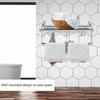 Bathroom Stainless Steel Wall Mounted Folding Towel Rack Storage Holder Shelf with 3 Hooks