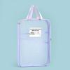 Korean Handheld L-Shaped Mesh Zipper File Bag - Large Opening for Student Book Carrying & Discipline Classification