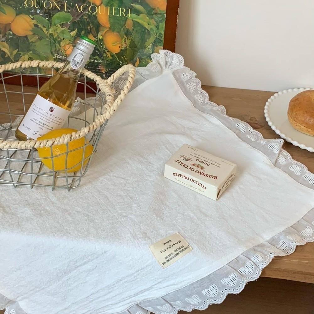 Dust-proof Material Lace Ruffle Placemats Cotton Fabric Soft Flounced Napkins  Home Dining